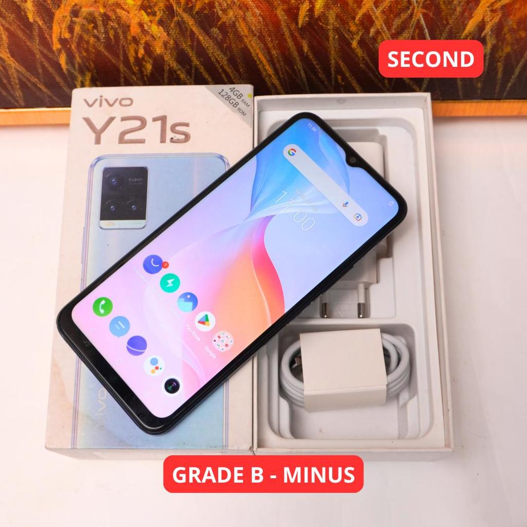 VIVO Y21S 4/128 GB GRADE B - MINUS HP SECOND ORIGINAL SINAR MUTIARA CELL