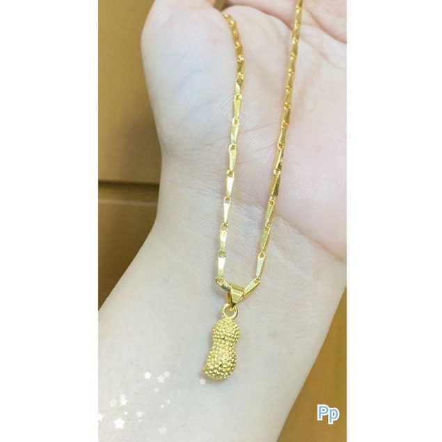 Kalung Padi Logam Duet Kuningan + Liontin Koin