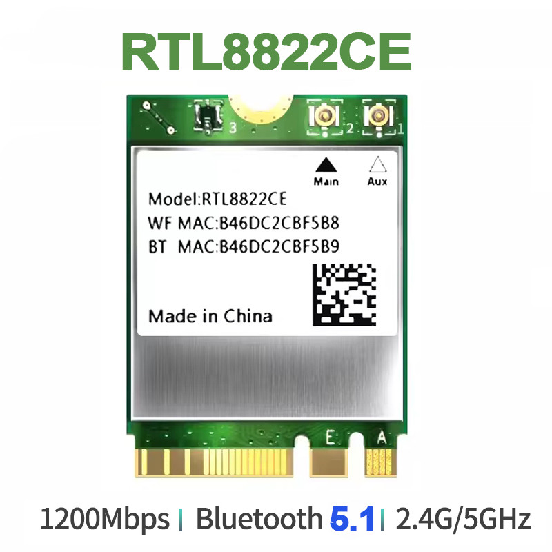 WiFi5 RTL8822CE 1200Mbps Bluetooth 51 Dualband 24G5G 80211AC WiFi Card Network Mini PcIe Card For La