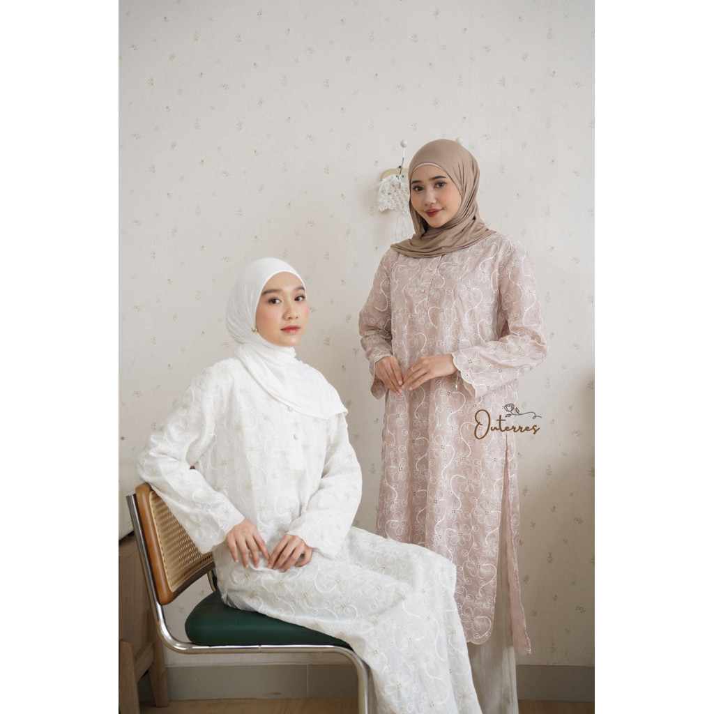 ADRIANSYAH99_ Outerres - MOIRA TUNIK | Atasan Tunik Lebaran Bordir Motif Polos Wanita
