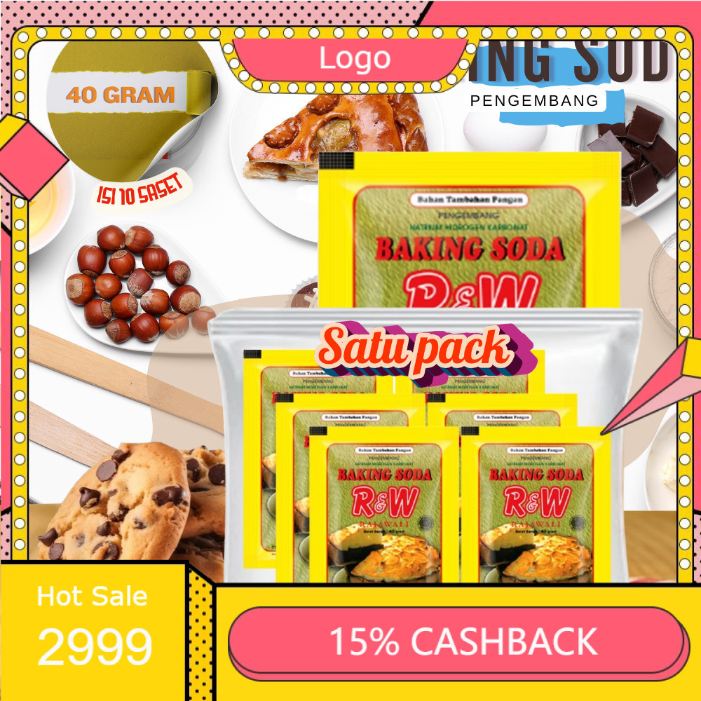 Soda Kue Baking Soda Pengembang Kue Rajawali R&W RW 40 g 1 Pack kuning / Soda Kue Rajawali /KUNING