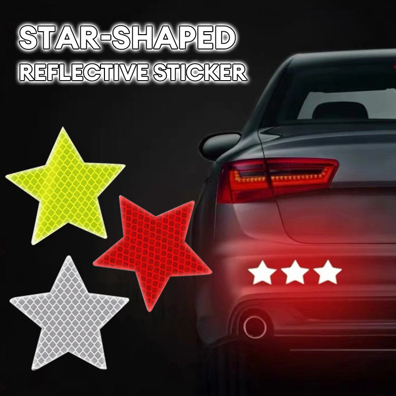 POOU IOT 10Pcs Stiker Reflektif 3D Premium Bumper Belakang Mobil Sticker Dummy Side Marker Warning G