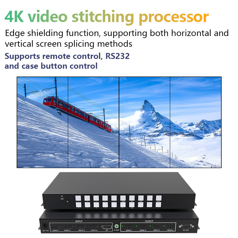 4 in 4 out Seamless Splicing Matrix Processor Switcher 4K60Hz HDMI Switcher Matrix  1x4 Vertical  mo