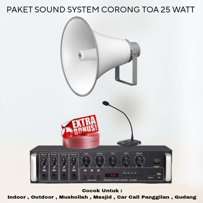 PAKET SOUND SYSTEM TOA MASJID MUSHOLA PANGGILAN 1 SPEAKER CORONG TOA 25 WATT ORIGINAL