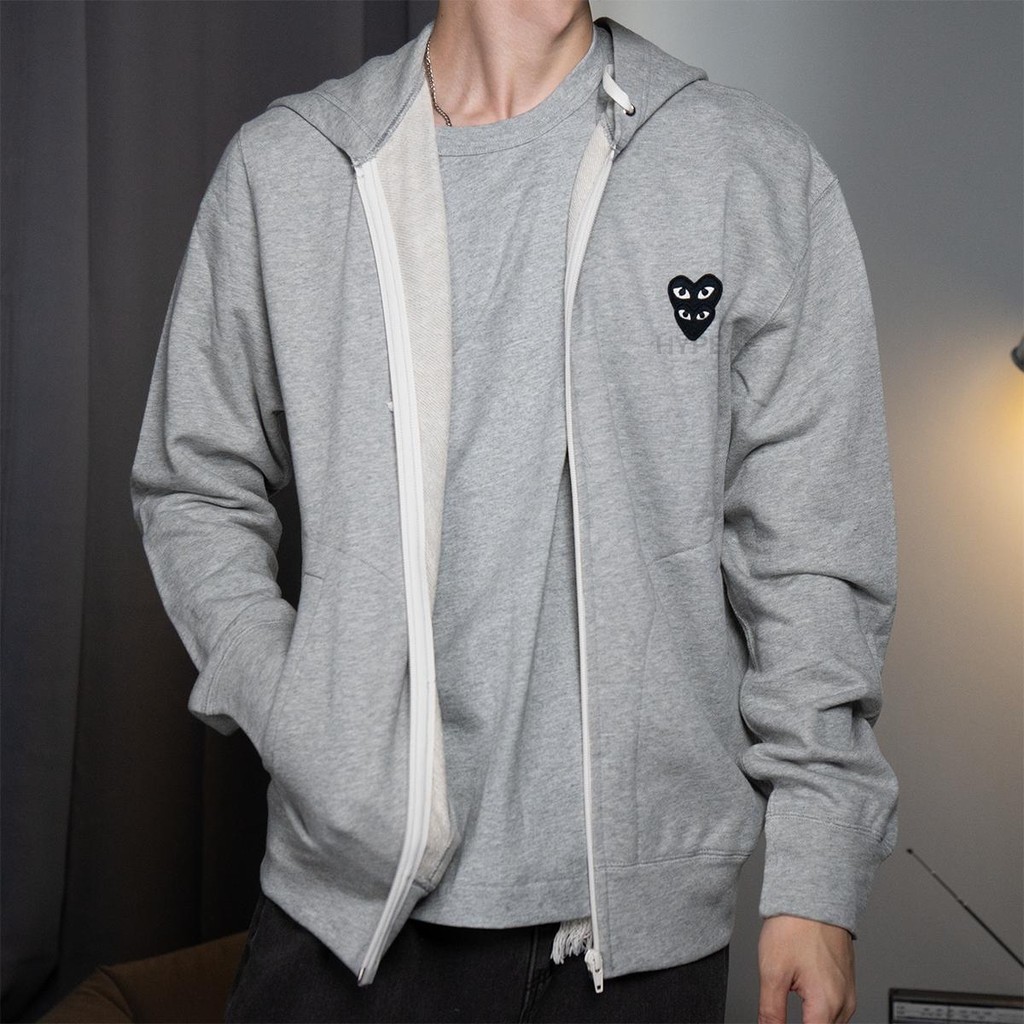 CDG Comme des Garcons PLAY Play Black Stacked Heart Zip Up Jacket Hoodie Jaket Hoodie Original