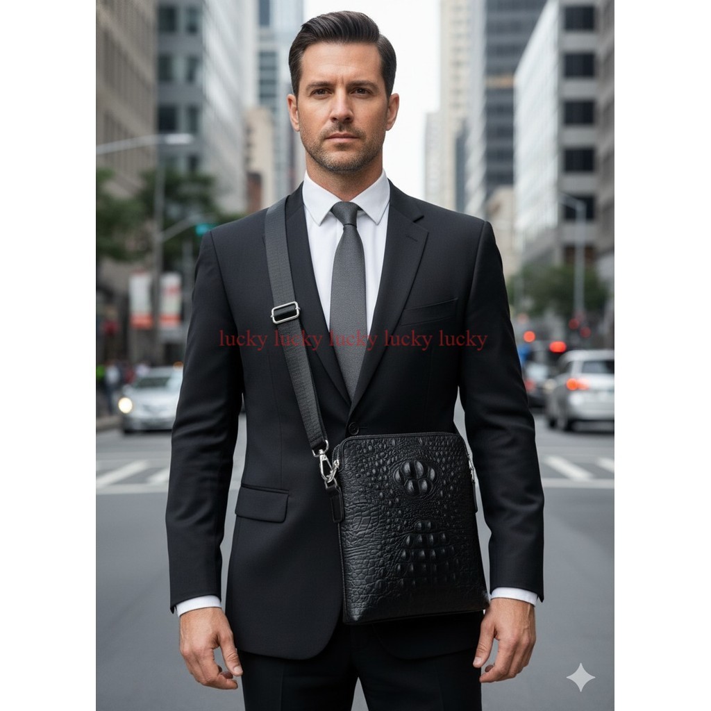 Tas selempang pria Tas selempang motif kulit buaya ZB-023 tas fashion pria model terkini trendy baru