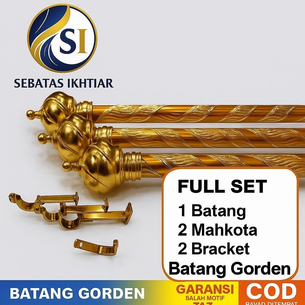 Batang Tiang Tongkat Rollet Besi Gorden Hordeng Korden Full set