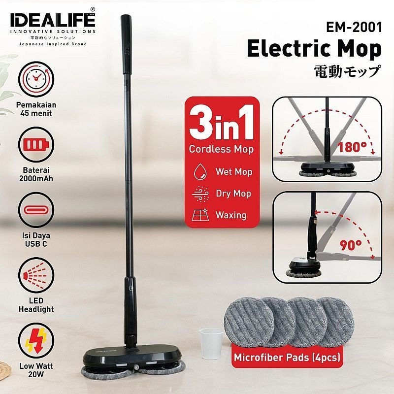 IDEALIFE - Electric Mop - Alat Pel Listrik - EM-2001