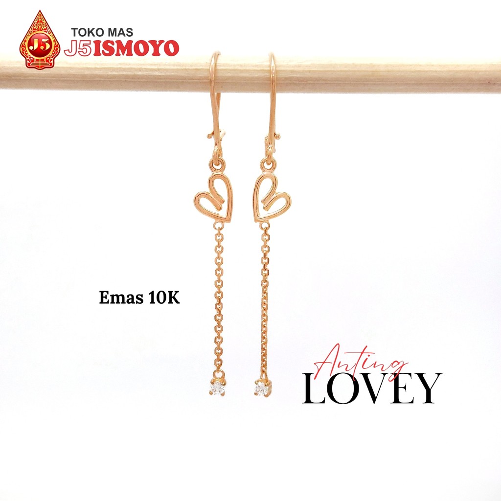 Anting Emas Mas Asli Model Panjang Lovey J5 Ismoyo