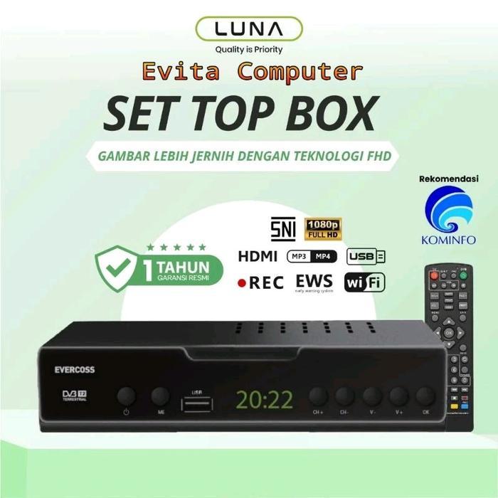 SET TOP BOX LUNA X EVERCOSS Penerima Siaran TV Dital STB Receiver Full HD