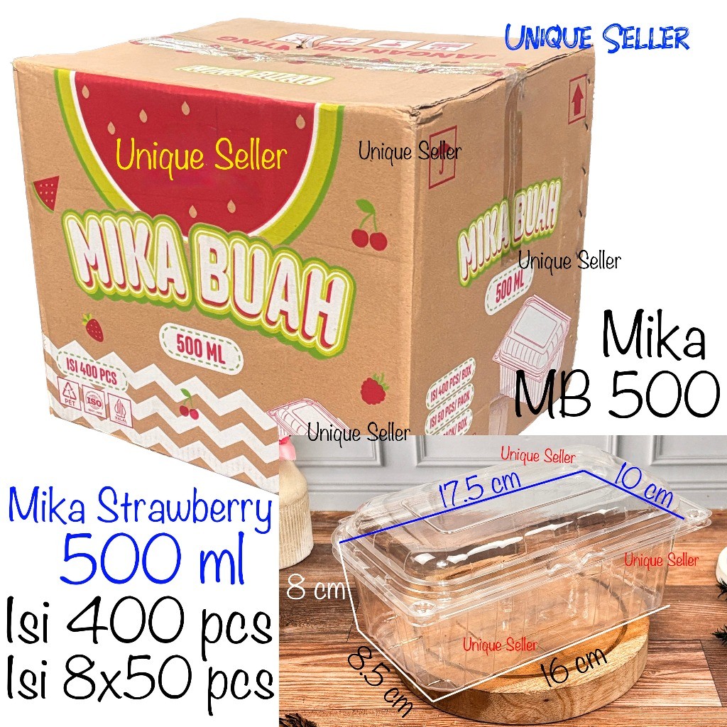 [1Dus] Mika Strawberry Fruit Box 500 Gram 500 ml isi 400 pcs Mika Buah 500gram 500gr 500ml MB 500