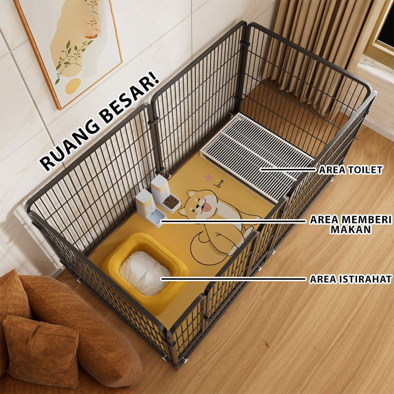120*60*60cm Kandang Anjing Dan Kandang Kucing Kandang Hewan Pagar Besi Large Size Pet Cage