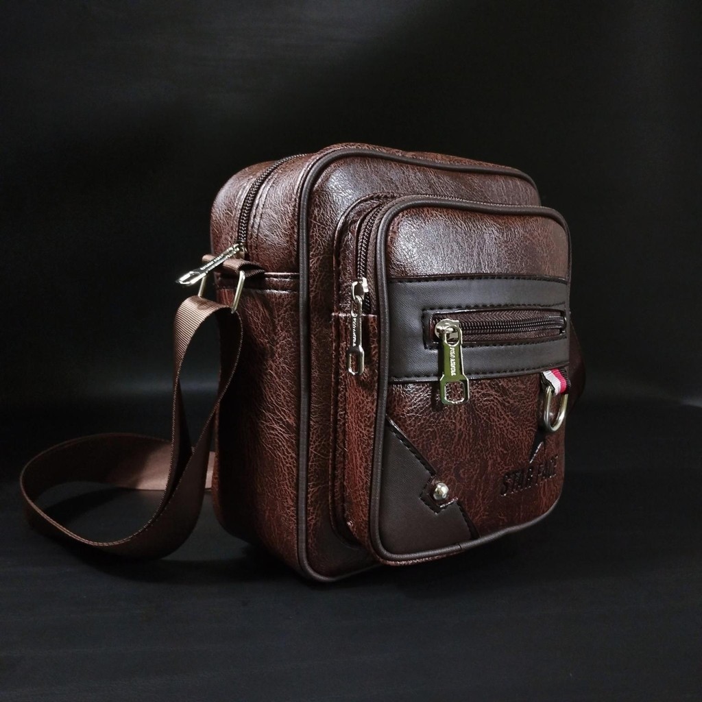 Polo Amstar StarFace Tas Selempang Pinggang Distro Pria Kulit Sintetis Premium