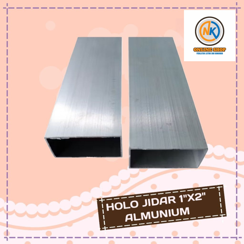 NK_ONLINESHOP MENJUAL Holo Hollow Jidar Kotak Aluminium 1x2 Banci ( 2,2 Cm x 4,4 Cm ) Silver 1 METER