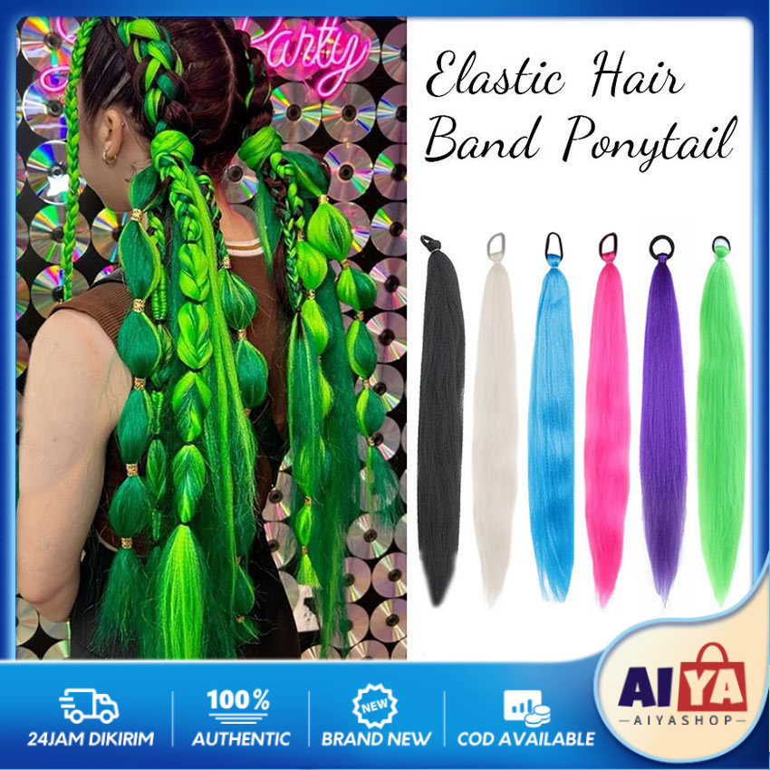 Wig Kepang Rambut Palsu Warna Warni / Hair Extension Kuncir Kuda / Rambut Sambung Kepang Extension F