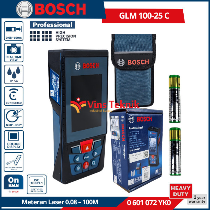 BOSCH GLM 100-25 C Meteran Laser Range Finder Digital 100M GLM100-25C