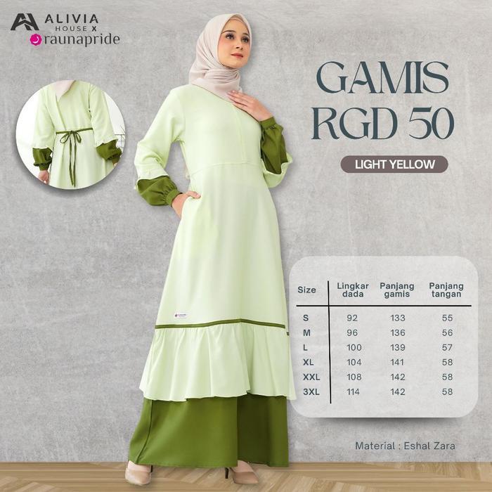 Alivia House x Raunapride Gamis RGD 50 Eshal Zara Muslimah Elegan Gamis Warna Pastel Muslimah Modern