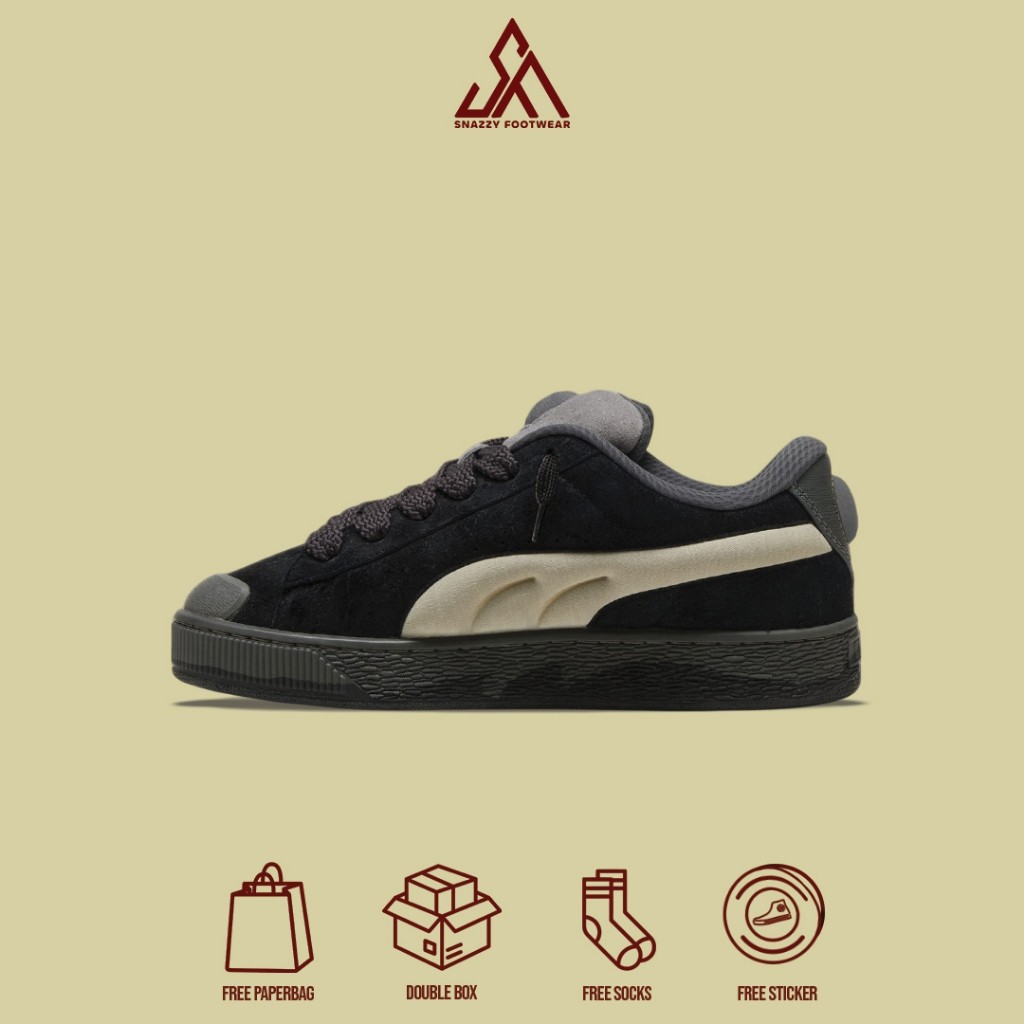 Sepatu Sneakers PUma  Suede Xl Black Shadow Grey 100% Original Unisex