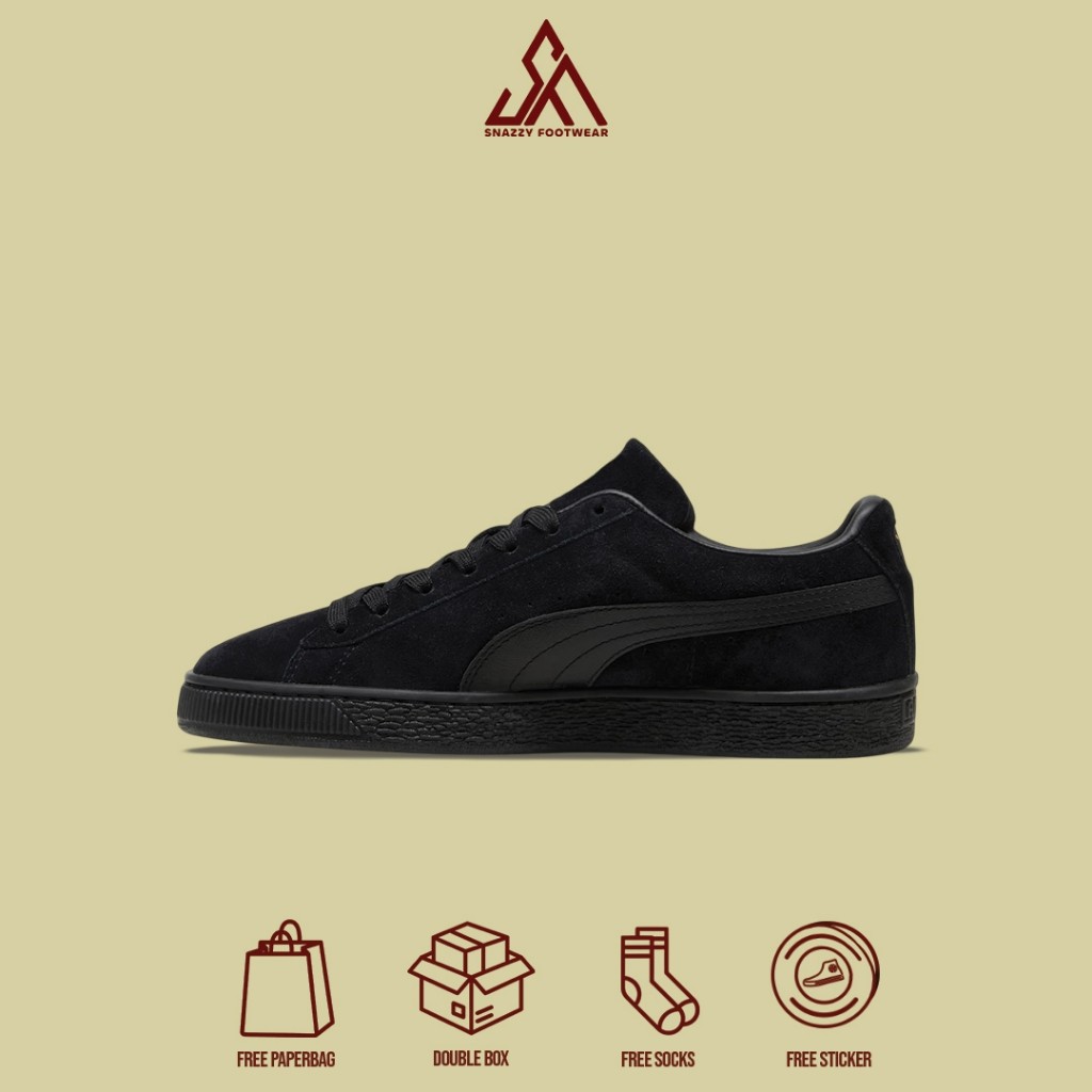 Sepatu Sneakers Puma Suede Classic Black 100% Original Unisex