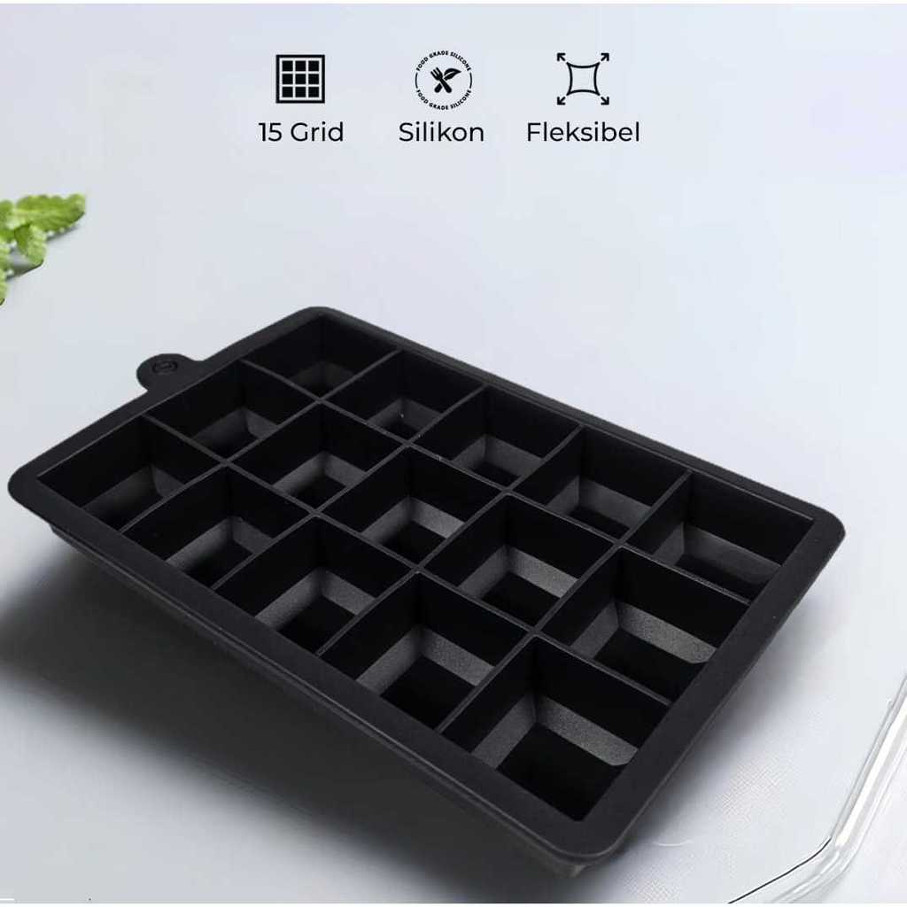 TaffHOME Cetakan Es Batu Silikon Kotak 15 Grid Ice Cube Tray - DY0971 4501