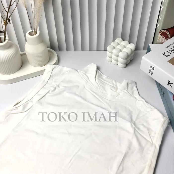 INNER GAMIS BUNTUNG SPANDEK JERSEY  POLOS MANSET GAMIS SPANDEK BUNTUNG POLOS  40-70kg - Putih