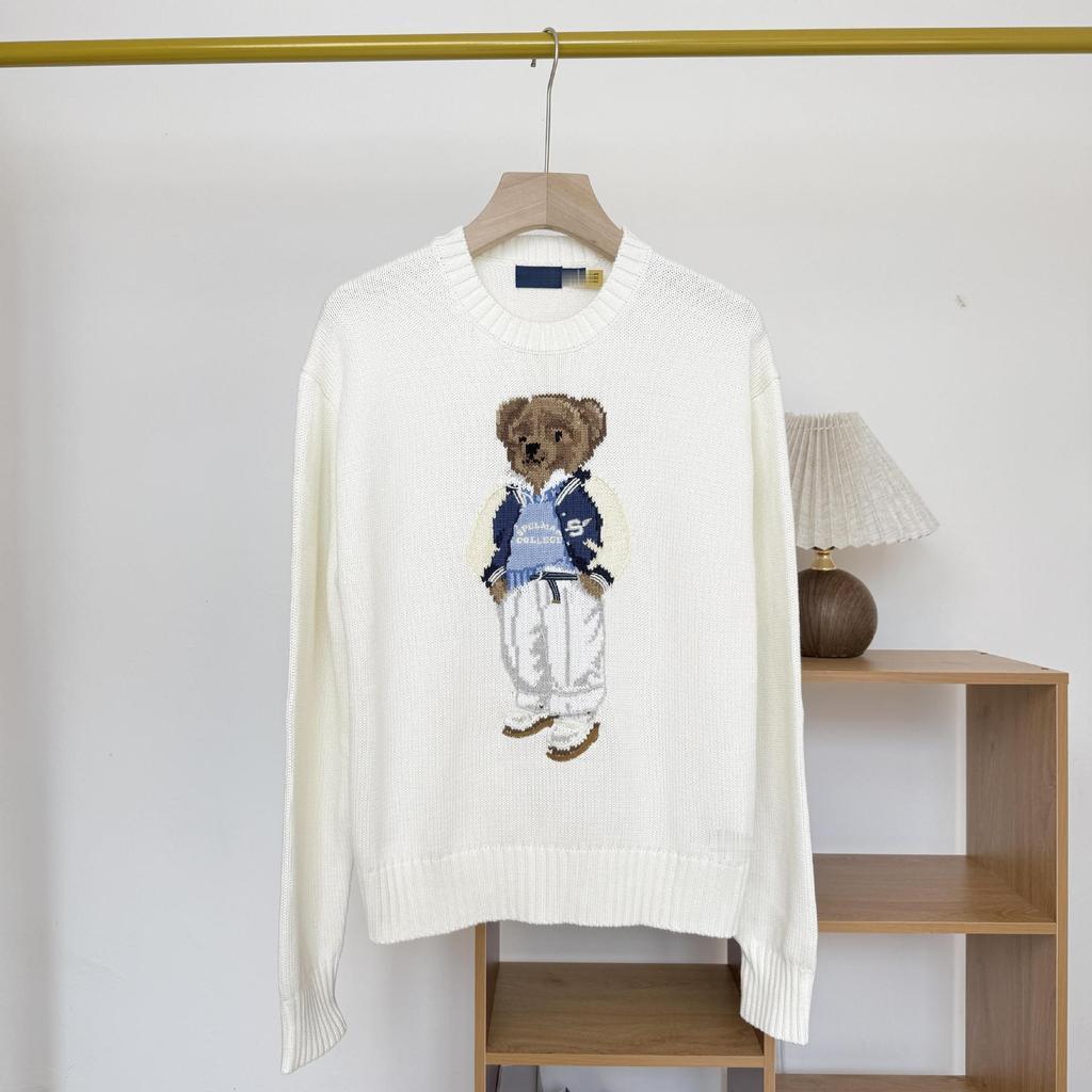 ori~ RL POLO Sweater Lengan Panjang Wanita Motif Kartun Bordir Beruang