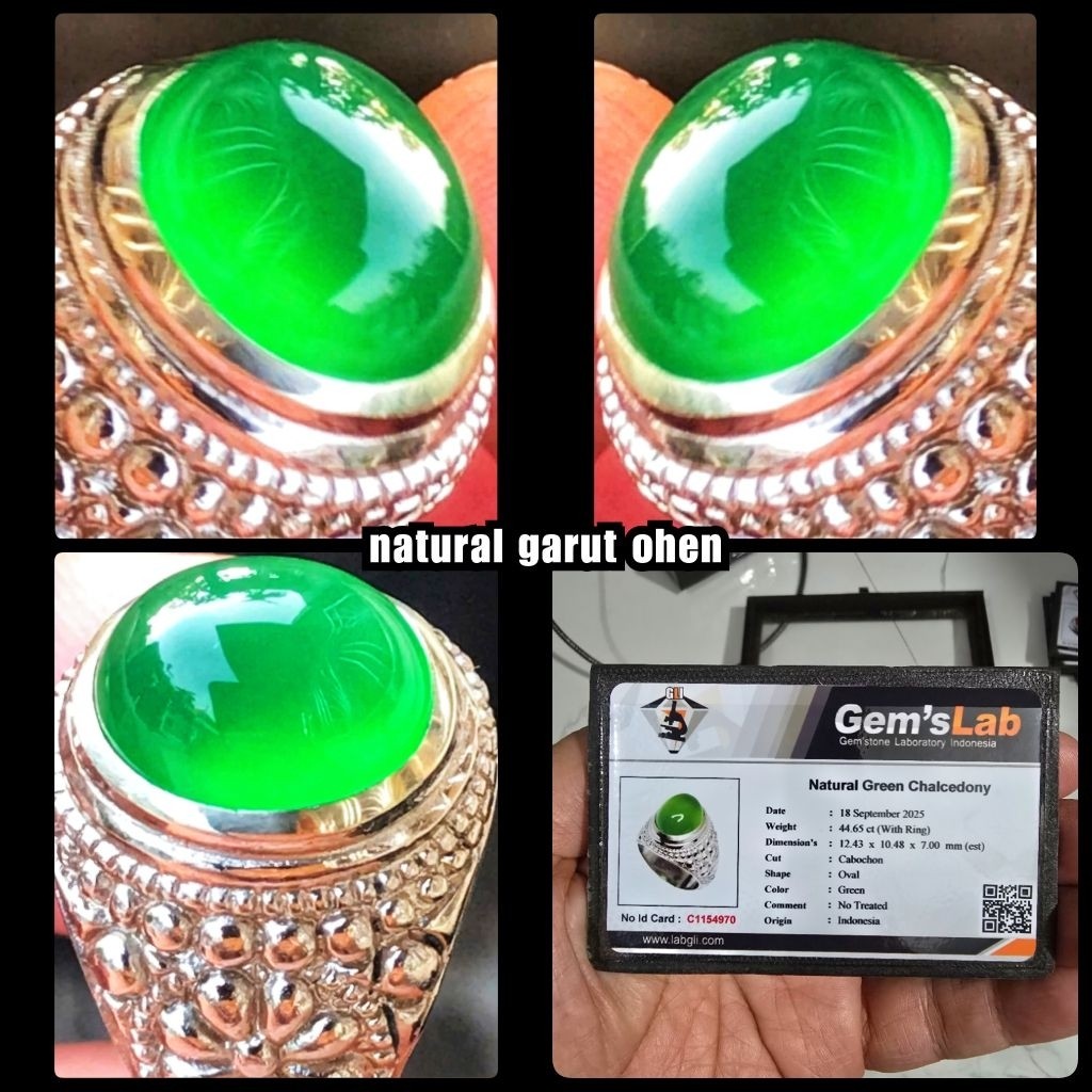 natural batu akik ijo garut ohen super kristal kontesan