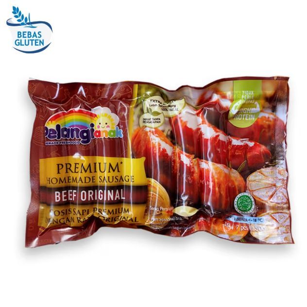 Pelangi Sosis Sapi 360gr (7pcs) | Sosis Sapi Gluten Free | Sosis Sapi Original | Sosis Sapi Keju |