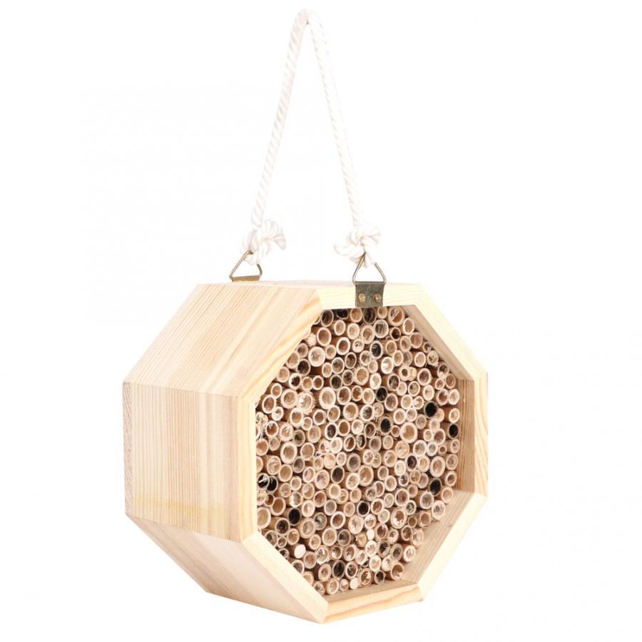 Wooden ect Bee House Wood Bug Room Hotel Nesting Box for Outdoor Garden Decoration Reptiles Living B