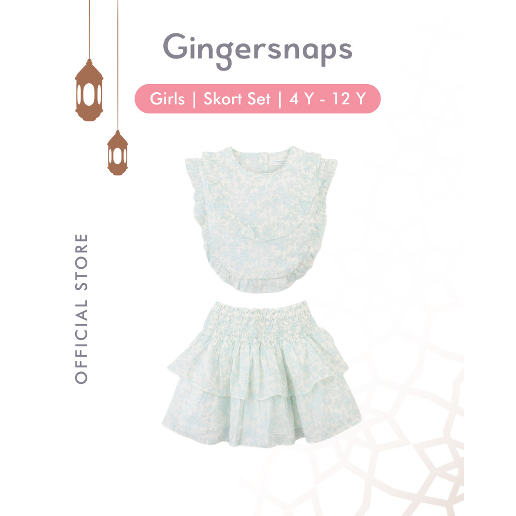 Gingersnaps Pretty Party Shorts Set Multicolor - Setelan Anak Perempuan (Biru)