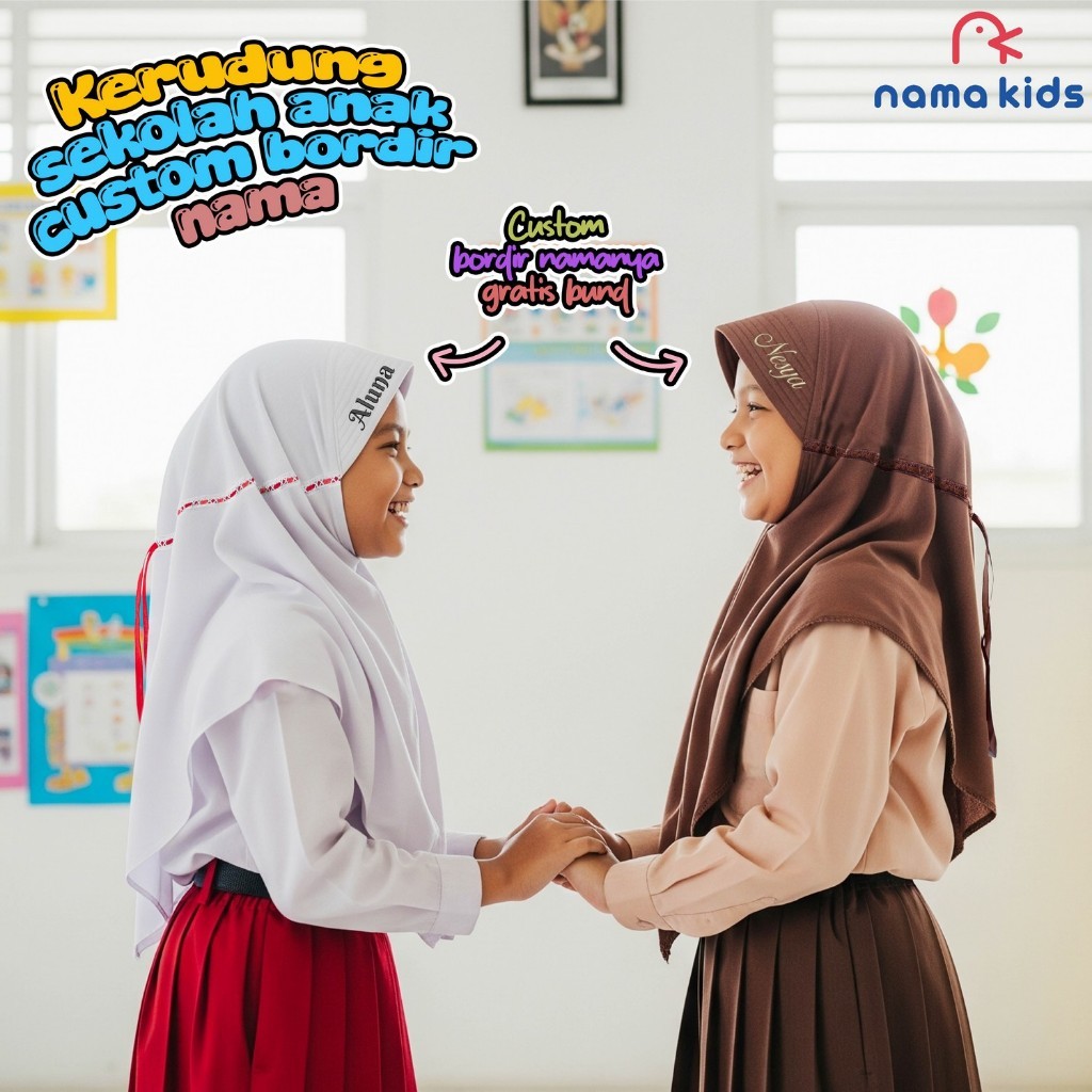 NEW KERUDUNG SEKOLAH BORDIR NAMA ANAK BORDIR FREE NAMA ANAK TK SD JILBAB SEKOLAH ANAK TK SD Kerudung