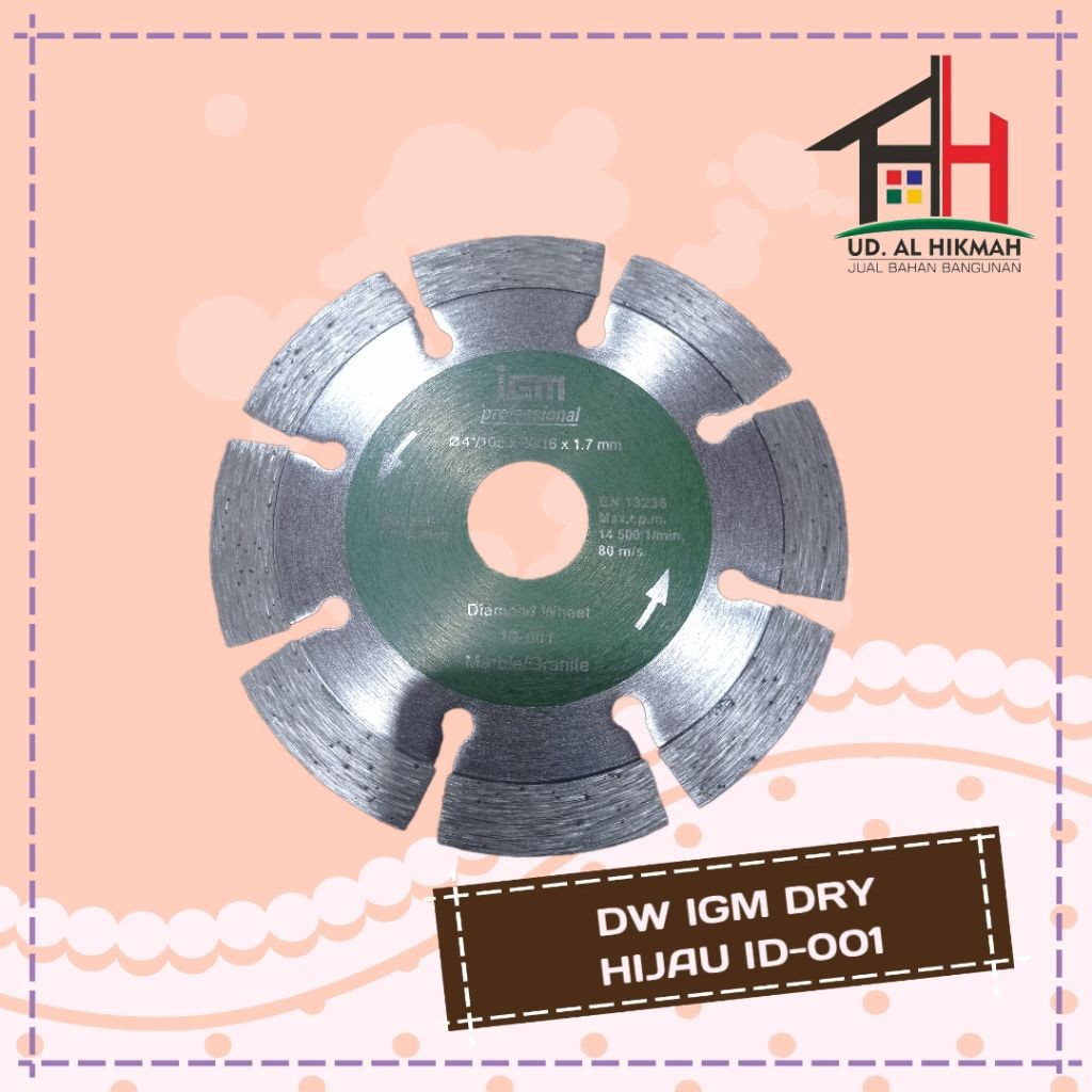 Diamond Wheel Mata Potong Keramik Granit Batu Alam IGM KERING HIJAU