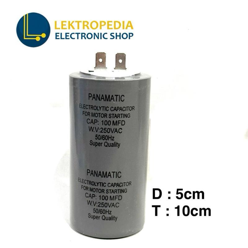 Kapasitor AC 100uf 250v PANAMATIC Bulat Soket 100 uf mfd 100mfd mikro 250vac 250 v vac volt Capacito