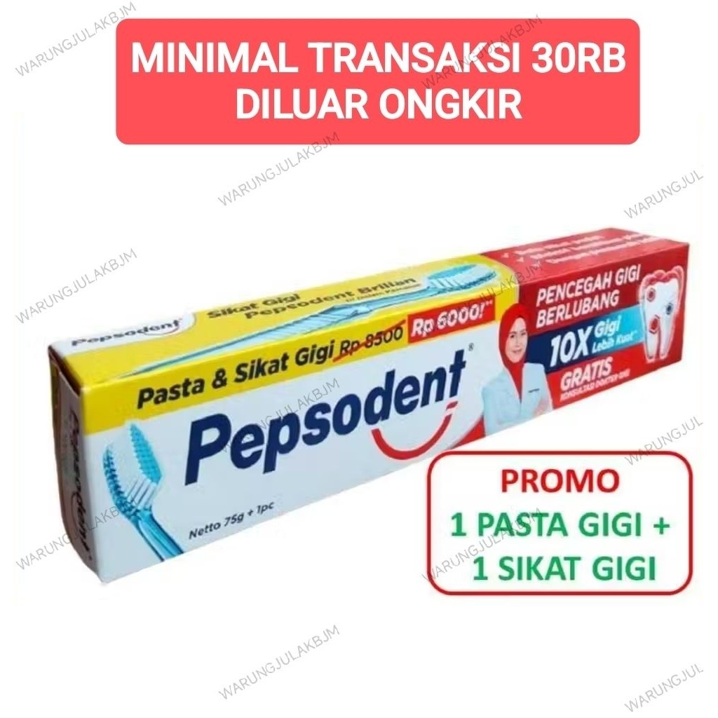 pepsodent 75gr Gratis sikat gigi