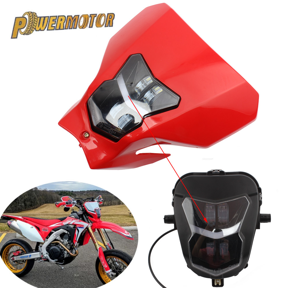 untuk Lampu Depan Sepeda Motor Honda CRF450, Bagian Plat LED, Lampu Depan Sepeda Motor Motocross End