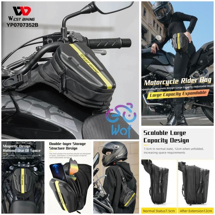 sistastore20 WEST BIKING 352 Tas Magnet Selempang Pinggang Dada Kaki Tangki Sepeda Motor Multifungsi