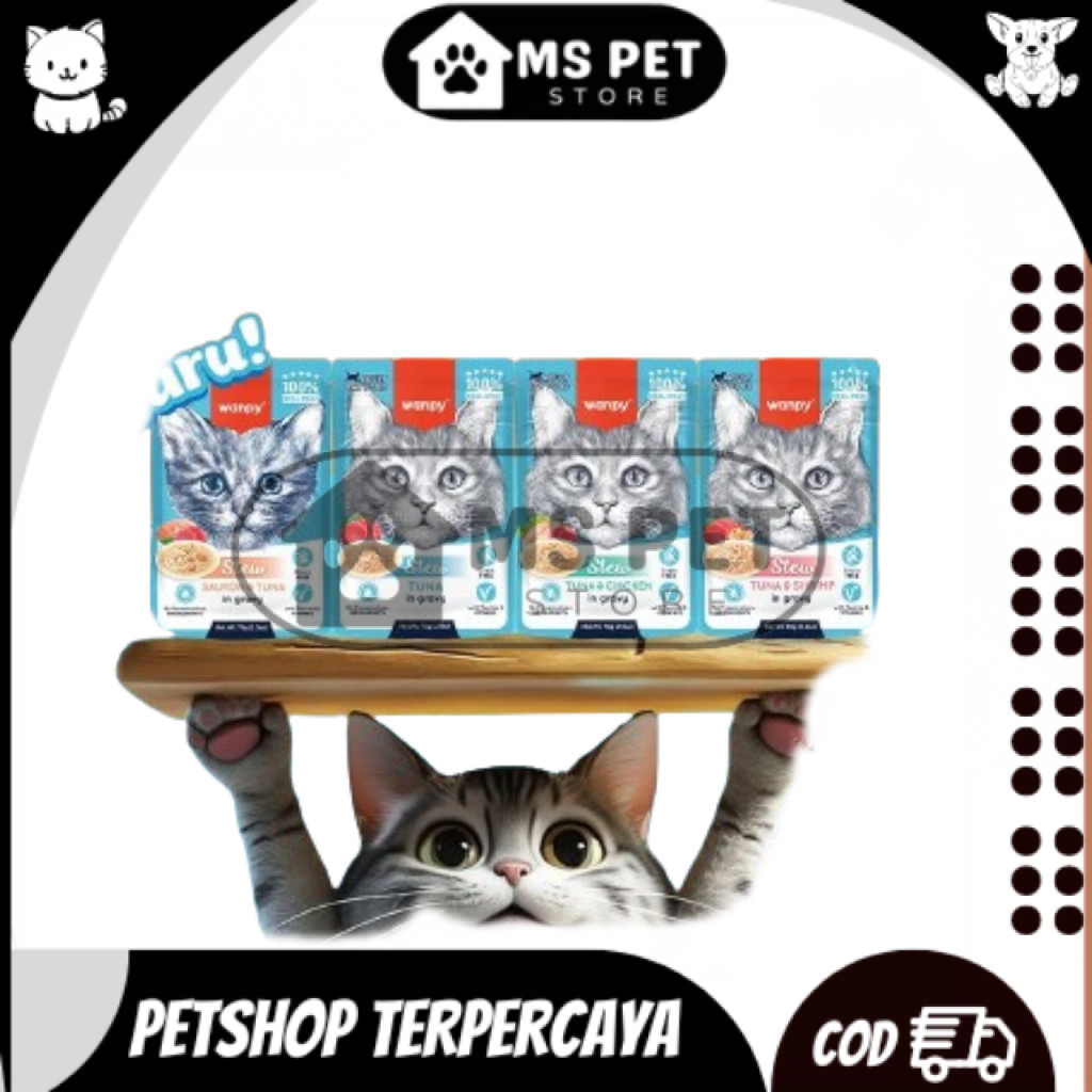 Makanan Kucing WANPY RETORT CAT Stew Retort Pouch 70GR