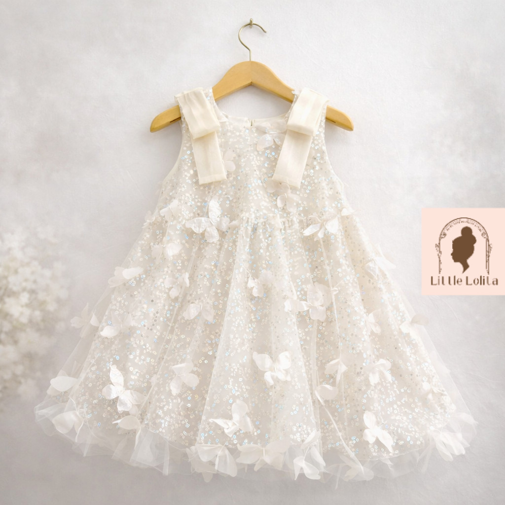Dress MIRANDA KUPU IVORY 2-10T gaun Pesta mewah Anak Perempuan Putri