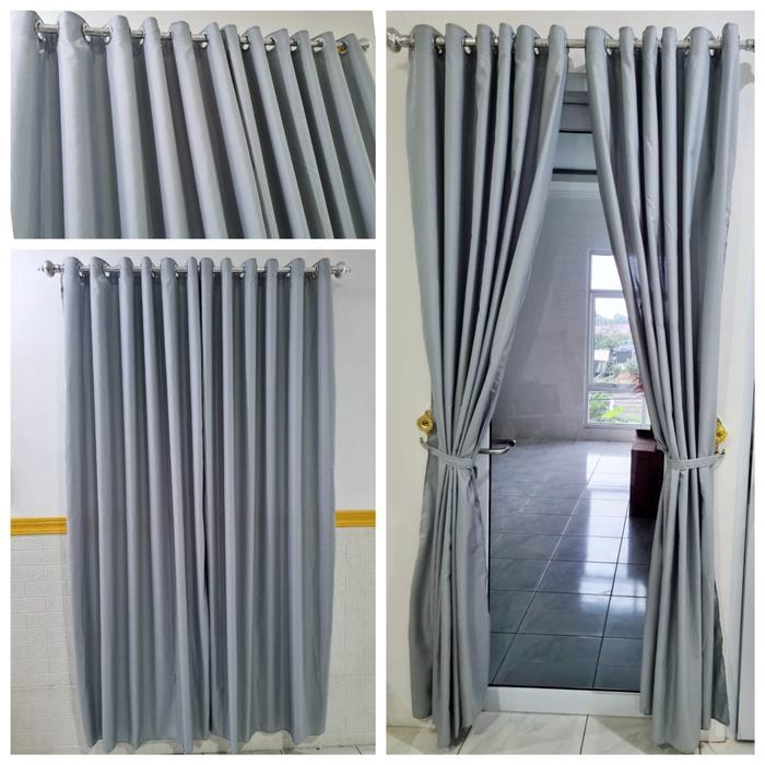 Gorden Pintu Minimalis Polos - Hordeng Jendela Tinggi Polos  - Hordeng - POLOS ABU MUDA