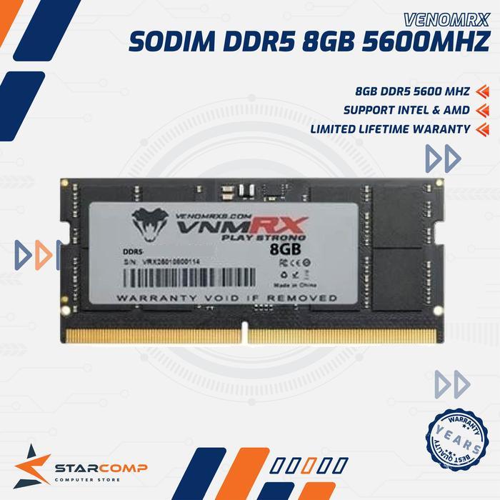 SODIM VENOM RX 8GB DDR5 5600 Mhz RAM LAPTOP