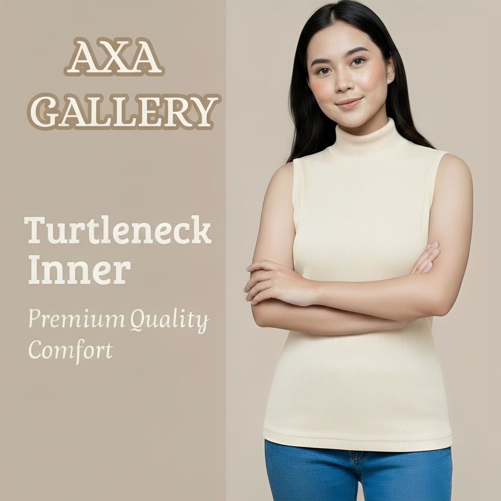 Inner Manset Dalaman Leher Tinggi Bahan Rib Rajut Premium Tanpa Lengan Wanita