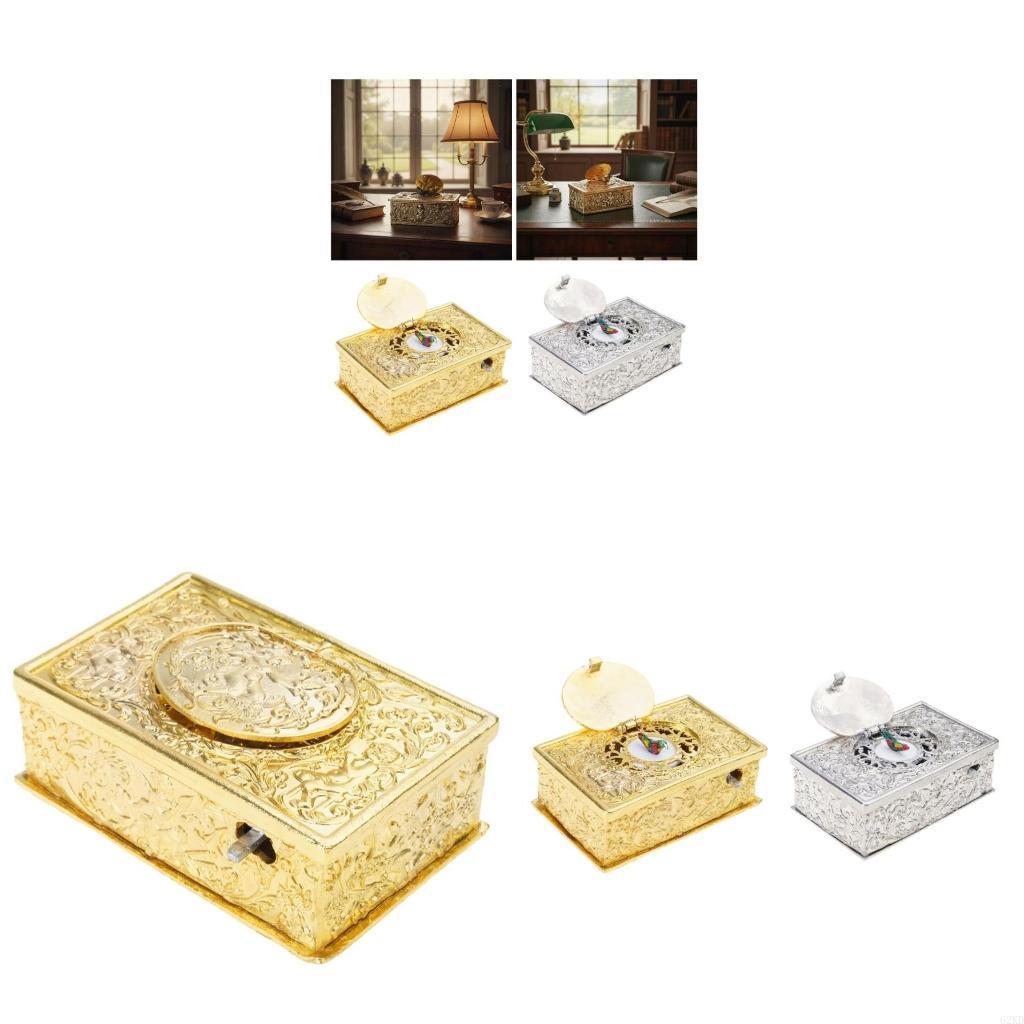 62KD Musical 3D Embossed Engraving Bird Automaton With Antique Finish Wind Up Mechanical Music Box F