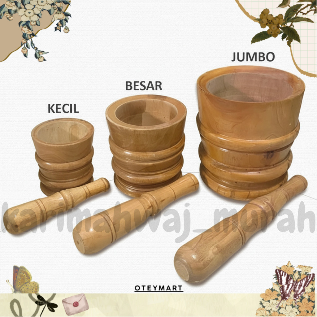 Terbaru LUMPANG KAYU MAHONI 1 SET SIAP PAKAI ADA 3 UKURAN MODEL UKIR + ALU | ALAT GEPREK AYAM KREMES