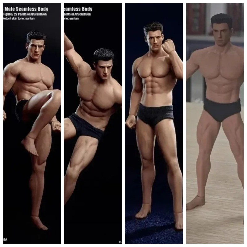 TM01A TM02A 1/12 Suntan Skin Super-Flexible Seamless Steel Stainless Skeleton Male Body 6'' Action F