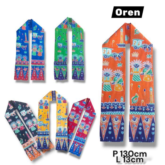 Cukin Selendang Syal Ondel Tumpal – Aksesori Khas Betawi yang Unik & Berwarna - HITAM