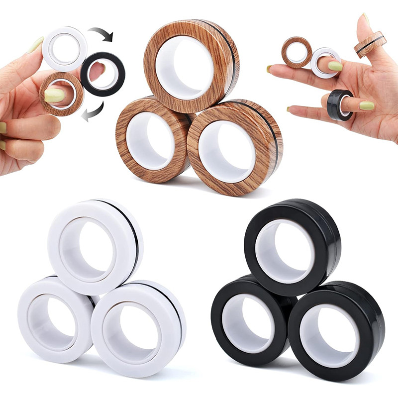 3Pcs Magnetic Rings Fidget Toy Set Adult Fidget Magnets Spinner Rings Fidget Pack Great Gift for Adu