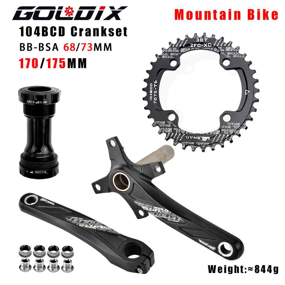 GOLX 104BCD Wide & Narrow Tooth Mountain Bike Parts Crankset 170/175mm Cranks Round/Oval ainrings 32