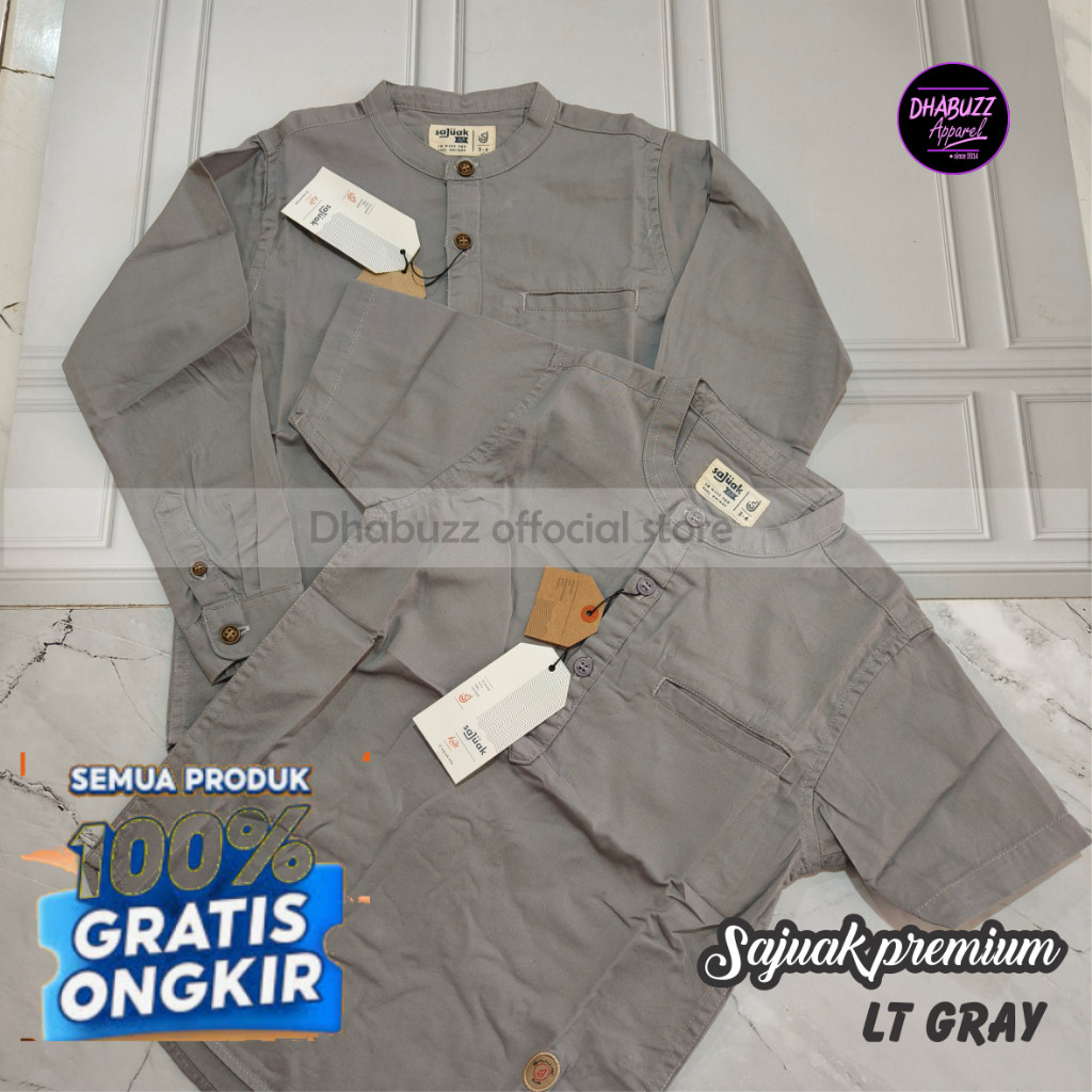 SAJUAK PREMIUM TB LT GRAY SILVER BAJU KEMEJA KOKO KEMKO COUPLE AYAH ANAK ORIGINAL- pakaian pria lain