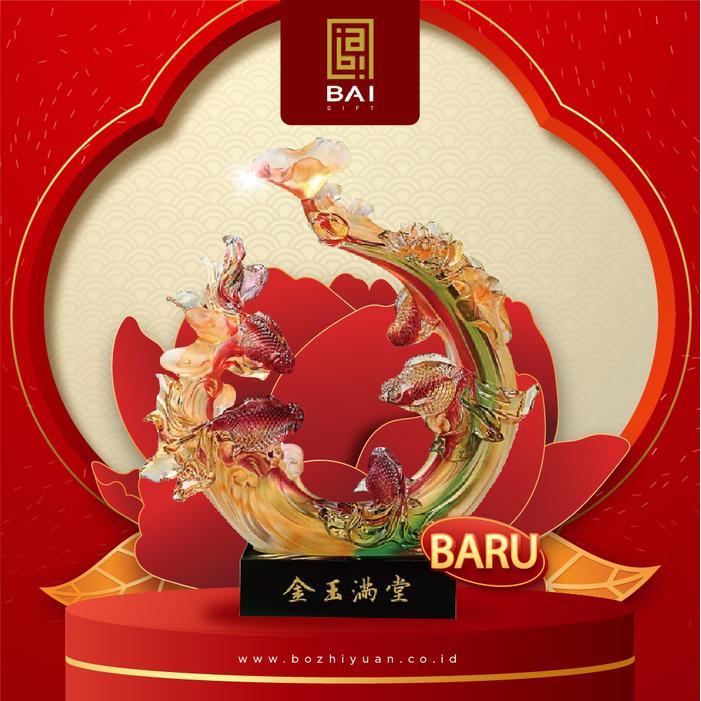Pajangan Ikan Koi Krystal Ikan Mas Koki Hiasan Dekorasi Rumah Patung Ikan Mas Koi Hadiah Feng Shui