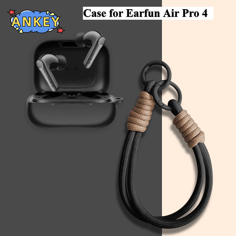 for Earfun Air Pro 4 Case Soft Protective Silicone Cases Earfun AirPro4 Cover with Lanyard Keyain